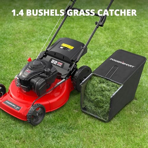 PowerSmart 22-Inch Gas Lawn Mower, 150cc B&S Engine, Self-Propelled, 3-in-1 Mulching System, 6 Cutting Heights, Rear-Wheel Drive, Durable Steel Deck