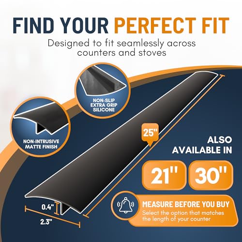Linda’s Essentials Silicone Stove Gap Covers (2 Pack), Heat Resistant Oven Gap Filler Seals Gaps Between Stovetop and Counter, Easy to Clean Stove Gap Guard (25 Inches, Black)