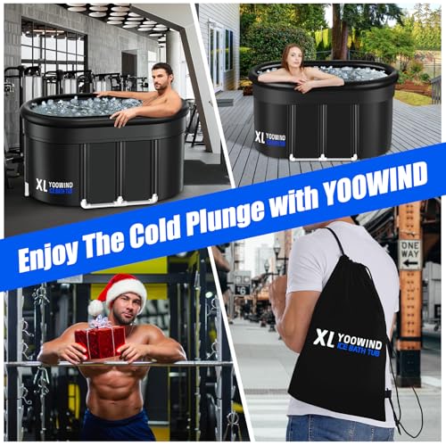 Upgrade XXL 150 Gal Cold Plunge Ice Bath Tub, Large Size for Athletes Up to 6'5'' Tall, Portable for Cold Water Therapy Recovery, Insulated Multi Layered Ice Bath Barrel for Indoor Outdoor Gym