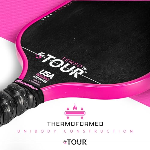 Franklin Sports Pro Pickleball Paddle Set - FS Tour Series Carbon Fiber Pickleball Paddle, Paddle Cover + Paddle Eraser - Official USA Pickleball (USAPA) Approved Paddle Set - Tempo 16mm Core - Pink