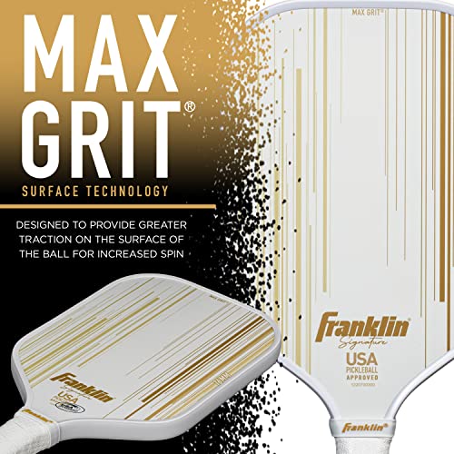 Franklin Sports Pro Pickleball Paddles - Signature Series Pro Paddle with MaxGrit Surface - USA Pickleball (USAPA) Tournament Approved - 16mm Polypropylene Core - Gold