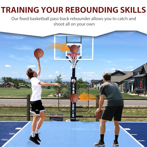 MegaNets Basketball Rebounder, 40"x40" Multi-Sport Training Rebound Net Adjustable Passback Net Setup on Poles, Ball Return System Suit for Basketball Volleyball Tennis Pickleball Baseball Practice