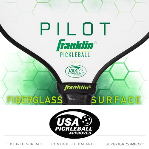 Franklin Sports Pickleball Paddle - Pilot Polypropylene Core Racket - Official USA Pickleball (USAPA) Approved Paddle - Lightweight Pro Racket - Green - 10mm Thick Core