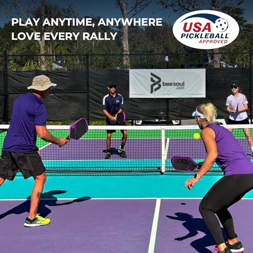 Beesoul Pickleball Paddle, T700 Carbon Fiber Thermoformed Pickle Ball Paddles for Max Spin, Power & Control, 16mm Power Honeycomb Core, Enlarged Sweet Spot, Comfort Grip for All Skill Levels