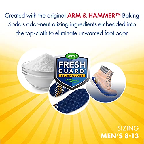 Arm & Hammer Memory Foam Work Insoles for Men and Women, Pair of Anti-Fatigue Memory Foam Inserts with Arch Support for Work Boots, Sneakers, Or Dress Shoes. (1 Pack)