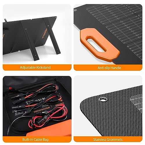 GRECELL 100W Solar Panel, 21.5V Portable Foldable Solar Panel 24% High Efficiency with Fast Charger and Adjustable Kickstand for Power Station, Solar Cell Charger for Outdoor Camping RV Van Travel
