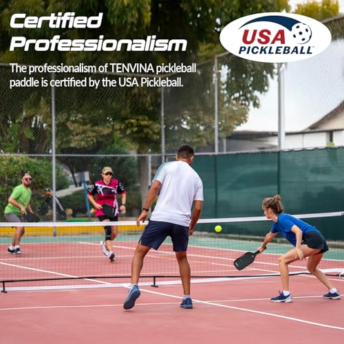 TENVINA Pickleball Paddles, Multi-Layer T700SC Textured Carbon Fiber Pickleball Paddle, 4-Types of Shapes and Thicknesses, Strong Spin & Power Surface of USAPA Approved Pickle Ball Paddle