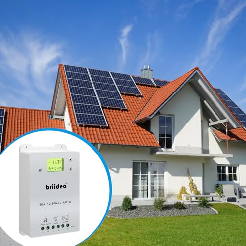 Automatic Transfer Switch, Briidea 50A 5500 Watt ATS Dual Power Controller for Off Grid Solar Wind Systems DC 12V 24V 48V AC 110V 220V