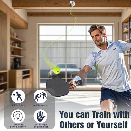 Pickleball Trainer - Continuous Rebound Pickleball Drills Enhance Reaction Time & Hand-Eye Coordination - Ideal Gift for All Skill Levels (Silver)
