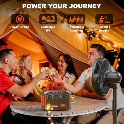 MARBERO 296Wh Solar Generator with Solar Panel Included 300W Portable Power Station with 60W Foldable Panel Set Solar Power Bank with AC Outlets for Camping Home Backup Outdoor Emergency Travel