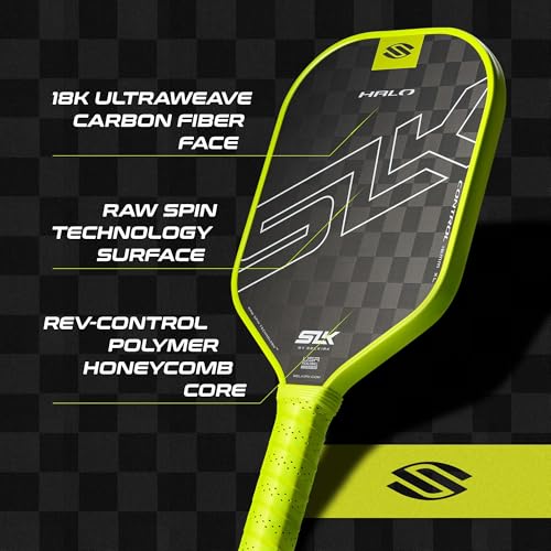 Selkirk Sport SLK Halo Control XL Pickleball Paddle | Carbon Fiber Pickleball Paddles with a Rev-Core Power Polymer Core | Designed for Ultimate Spin & Power | Green