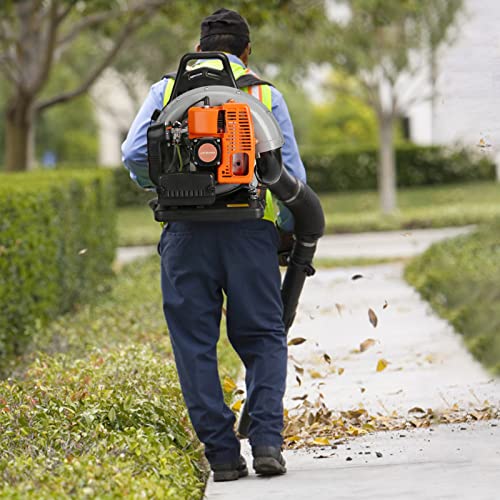 Gas Leaf Blower, 63-CC 3-HP 2-Cycle Backpack Leaf Blower, 665-CFM, 2800 RPM, Powerful Clearing Performance, Leaf Blower for Lawn Care, Gass Powered Leaf Blower Snow Blower Grass Blower (Orange)