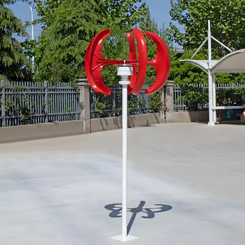 hatleues 1000W Wind Turbines Generator, 12V/24V 5-Blade Wind Turbines Generator Kit, Electromagnetic Electricity Producer Wind Power Generator,2 m/s Start Wind Speed for Farm, RV, Home Red
