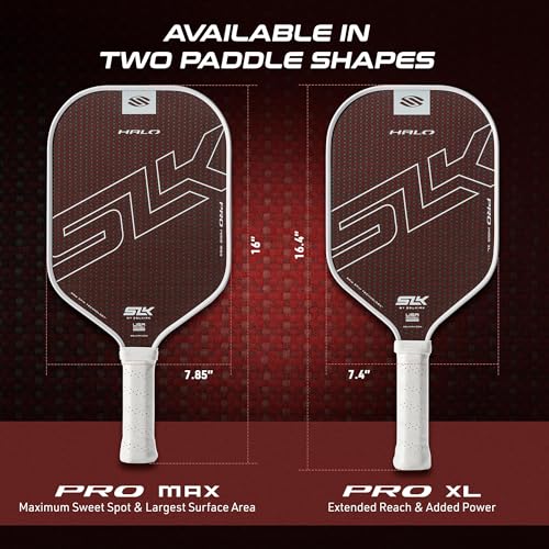 Selkirk Sport SLK Halo Pro MAX Pickleball Paddle | Raw Carbon Fiber Pickleball Paddles with a Rev-Core Power Polymer Core | Designed for Ultimate Spin & Power | Red