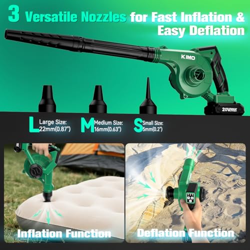 KIMO Weed Wacker and Blower Combo with 2 x 2.0Ah Battery & Charger, 12 Inch Electric Weed Eater w/6pcs Line Spools, 4-in-1 Leaf Blower Cordless w/Vacuum, 3 Nozzles & 20" Extended Tube for Yard, Garden