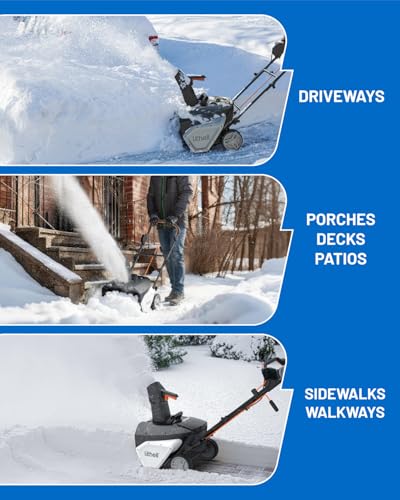 Litheli Cordless Brushless Snow Blower, 20'' 40V Electric Snow Thrower for Driveways, 4.0Ah Battery Included