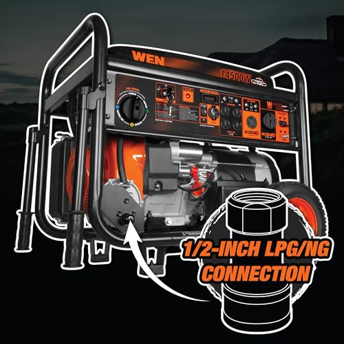 WEN 14500-Watt 120V/240V Tri-Fuel Generator, Transfer-Switch Ready with Electric Start and Wheel Kit (TF1450)