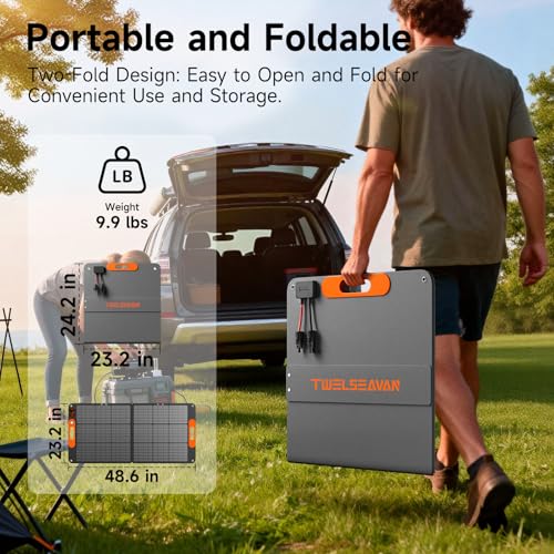 110W Portable Solar Panel for Jackery/EF/Bluetti/Anker/Goal Zero Power Station, IP68 Waterproof, 24% Efficiency, MC4 Output, ETFE Foldable Solar Charger with Adjustable Kickstand for Camping Outdoor