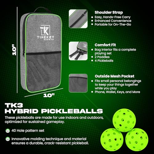 Pickleball Paddles Set of 2, Reinforced T700 Raw Carbon Fiber Paddles with High Texture Surface and Perforated Comfort Grip, Honeycomb Polypropylene Core, 4 Durable Pickleballs & Carry Bag.