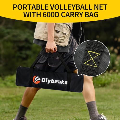 Portable Outdoor Volleyball Net Set for Backyard Beach with Adjustable Poles, Soft PU Volleyball & Pump, Carry Bag and Durable Anti-Sagging Net (Black and Green, 20ft)