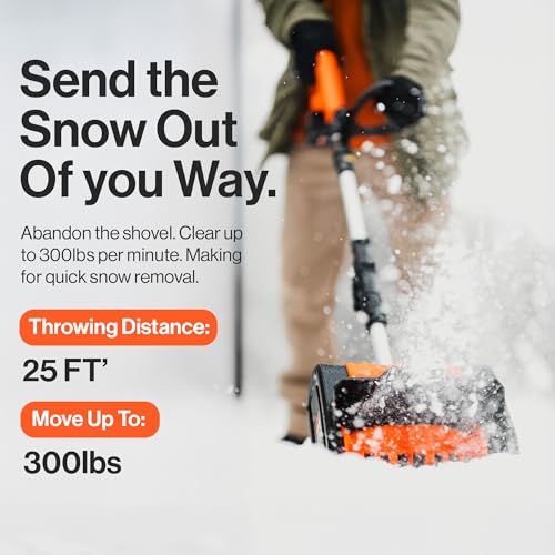 SuperHandy Cordless Snow Shovel, 20V 4Ah Electric Snow Thrower - Lightweight, 10"x5" Clearing Path, 25 ft Throwing Distance, 300 lbs/Min Snow Capacity (2024)