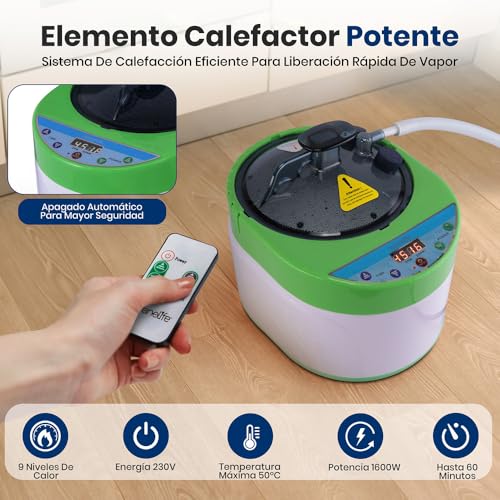 SereneLife Portable Sauna Box for Home, Steam Sauna Tent with Extra Large 4L Steamer - Includes Folding Sauna Chair, Remote Control w/ 9 Heat Levels for in-Home Spa - 2.9' x 2.9' x 5.9'