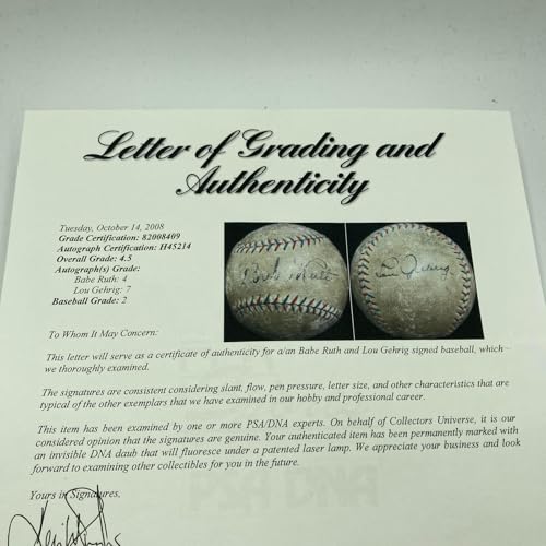 Babe Ruth & Lou Gehrig Dual Signed 1920's Official American League Baseball PSA - Autographed Baseballs