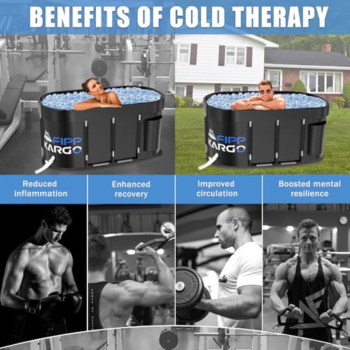 Ice Bath Tub for Athletes - 129 Gal Cold Plunge Tub for Recovery, Portable Bathtub Adult, Outdoor Large Oval Ice Plunge for Ice Bath, Cold Tub for Home, Gyms, Indoor, and Cold Water Training