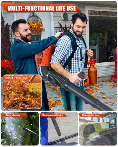 Thalorus 52cc Backpack Leaf Blower – Gas Powered 550 CFM 230 MPH High Airflow for Lawn Care, Low-Vibration Harness, Clears Leaves, Debris & Snow (T692 Pro)