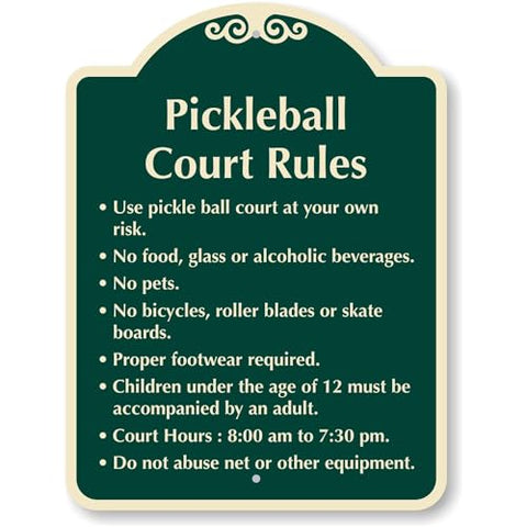 SmartSign 18" x 24" Designer Custom Pickleball Court Rules Sign, 120 mil Aluminum Composite (ACM), Reflective Option, Choose Color, Made in USA