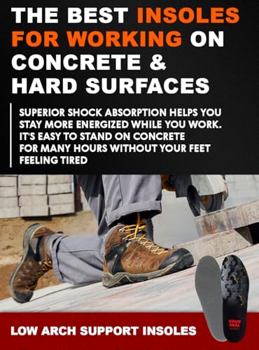 CRUVHEAL Work Comfort Orthotic Insoles - Anti Fatigue Shoe Insert Men Women - Low Arch Support - Shock Absorption - Foot Pain Relief - Work Boot Insoles (M, Black)