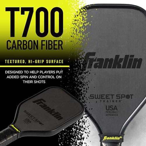 Franklin Sports Sweet Spot Training Pickleball Paddle - The Original Pickleball Trainer Practice Paddle - Mini Head + Extra Long Handle for Shot + Swing Training - 16mm Core + T700 Carbon Face