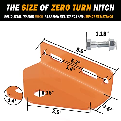 EilxMag Universal Heavy Duty Zero Turn Mower Trailer Hitch and Strong Heavy Duty Neodymium Magnetic Trailer Hitch Pin with 2 Bolts -1/2'' R-Clip (Combo Pack,Red＋Orange)