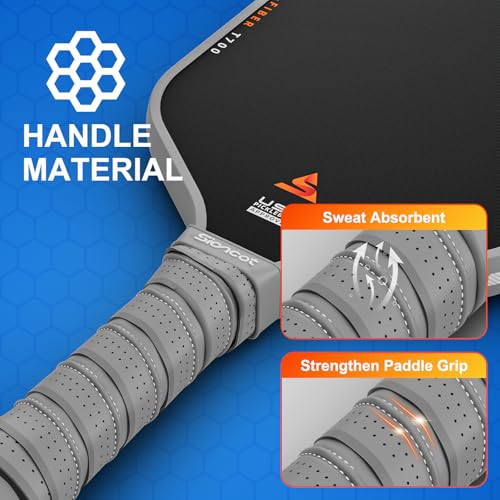 Sioncot Thermoformed Carbon Fiber Pickleball Paddle - Textured Grip, Larger Sweet Spots for Max Spin, Control & Power - 16mm Polypropylene Honeycomb Core for All Skill Levels, 8.0 oz
