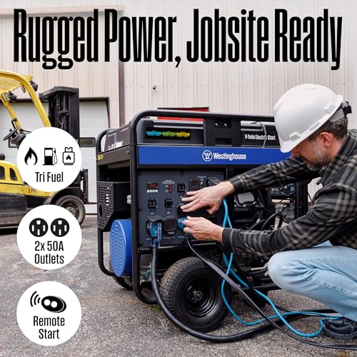 Westinghouse 28000 Peak Watt Tri-Fuel Home Backup Portable Generator, Remote Electric Start, Transfer Switch Ready, Gas, Propane, and Natural Gas Powered