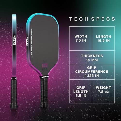 JOOLA Ben Johns Perseus 3S Dual 14mm Pickleball Paddle - w/Patent-Pending Propulsion Core & Charged Carbon Surface Technology for Increased Spin and Power - NFC Chip Enabled. USAPA and UPA-A Approved