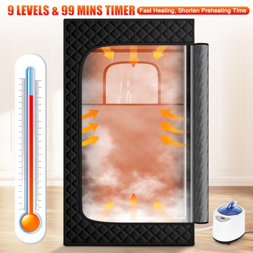 X-Vcak Upgraded Portable Sauna Box for Home，Relaxation, Steam Sauna for Home with Steamer, Remote Control, Folding Chair, 9 Levels