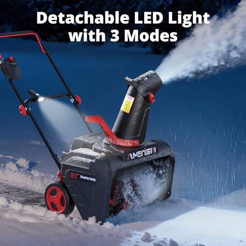 AMERISUN 21" Corded Snow Blower with LED Light, Electric Snow Blower with 15 Amp Motor, 2100 RPM, 30 ft Throwing Distance