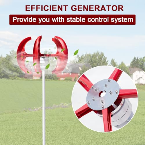 Wind Turbine Generator Kit 1000W 12V 24V Vertical Axis 5 Blade Lantern Windmill Generator for Home Use Marine Streetlight Power Systems