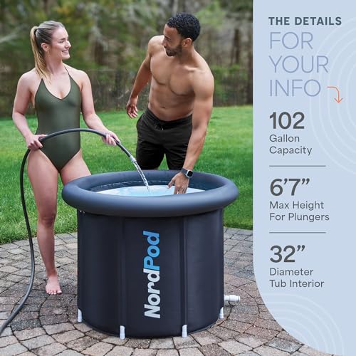 Lifepro NordPod Recovery Ice Tub – Portable Cold Plunge Tub for Athletes, Ice Bath for Recovery & Therapy – Outdoor/Indoor Use, All-Weather Lid, XL Size – Holds Up to 102 Gallons