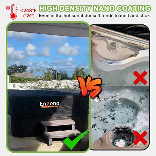 Enzeno Outdoor SPA Hot Tub Cover Waterproof Square 86 x 86 inch fit 84 x 84 or 83 x 83 or 82 x 82 or 7 ft x 7 ft 420D Heavy Duty Cub Hot Tub Lid Protectors Protective Cover Cap