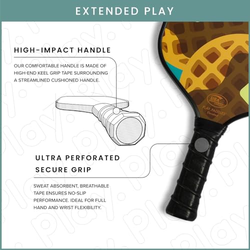 Play Paddles Pickleball Paddle – USAPA Approved Carbon Fiber Pickleball Racket, Polymer Honeycomb Core, Graphite Face, Lightweight with Cushioned Grip, Cute Design