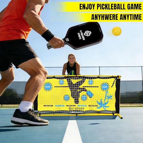 G-SQAURED 6X6Ft 2 in 1 Pickleball Rebounder Net - Adjustable Angle Training System & Standard Game Net, Durable Iron Frame with 28KG Tension Ropes for Backyard Practice