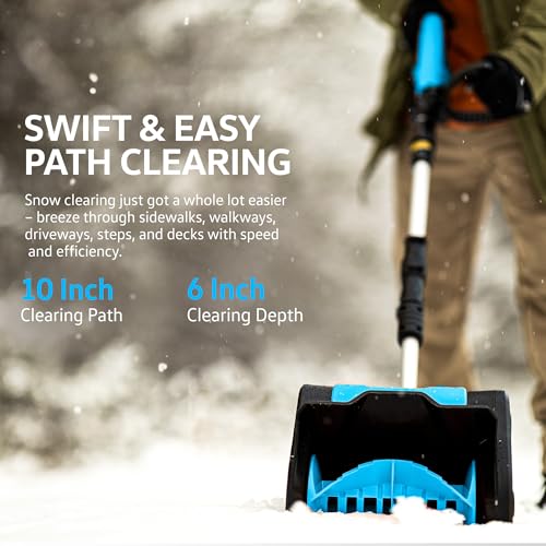AlphaWorks Cordless Snow Shovel, 20V 2Ah DC Electric Snow Thrower - Removable Battery, Lightweight Design, 10"x5" Clearing Path, 25 ft Throwing Distance, 300 lbs/Min Capacity (2024)