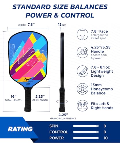 Pickleball Paddles Set of 2, Fiberglass Pickleball Set, Durable & Lightweight USAPA Approved Pickle Ball Rackets 2 Pack Pickleball Gifts for Women with Bag & Outdoor Balls for Men Beginner Kids Adults
