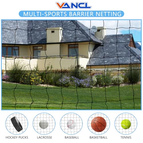 VANCL Socket Ball Stop Net with Posts - 1.75 Inch Barrier Net for Tennis, Volleyball, Pickleball