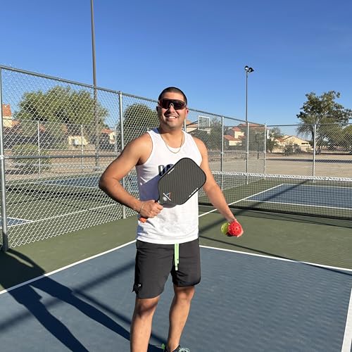 Pickleball Paddle,Pickleball Paddles-3K Raw Carbon Fiber Textured Surface with Great Grit & Spin,T700 Carbon Fiber Racket with Excellent Power,Control & Balance,USAPA Approved (Black-Brown 16mm)