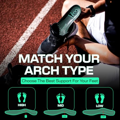 LUX Sports DualGrip Sports Insoles - Size Low S Men 6.5-8 Women 8-9.5 - Shock Absorbing Thin Soccer Cleat Insole - Arch Support Basketball Shoe Inserts - Heel Lock No Slip Football Cleat Inserts