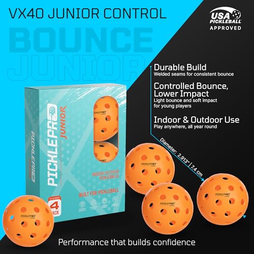 PicklePro Junior – Complete Pickleball Set with 10ft Net for Youth & Families – Includes 4 Junior Paddles, 4 Pickleballs, Carry Bag & Portable Net – USAP Approved Beginner Pickleball Kit