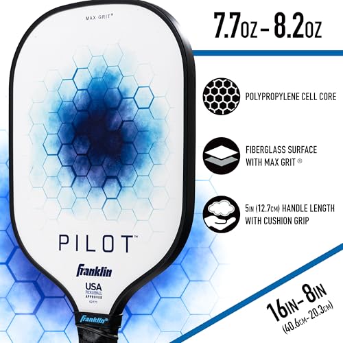 Franklin Sports Pickleball Paddle and Ball Set - (2) Pilot Fiberglass Pickleball Rackets + (4) X-40 Pickleballs - USA Pickleball (USAPA) Approved - 2 Player Pickleball Paddles + Balls Set